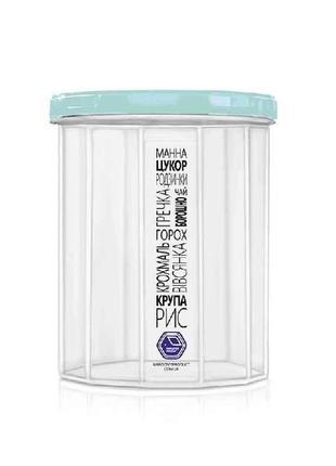 Ємність для сипучих продуктів 1,0л (мятна кришка) арт.83м тм народний продукт