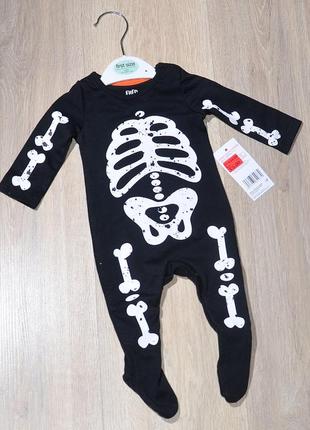 Чоловічок f&f 0-1 міс. 56 first size скелет кістки halloween хеллоуін хелоуін хеллоуїн хелоуїн хелловін хеловін гелловін геловін карнавальний костюм