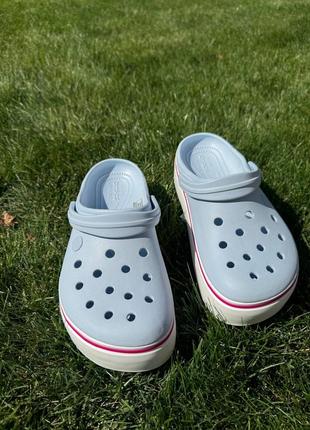Крокси на платформі crocs crocband platform mineral blue