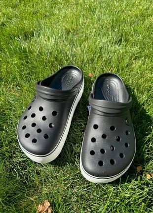 Crocs crocband platform black женские стильные кроксы на платформе