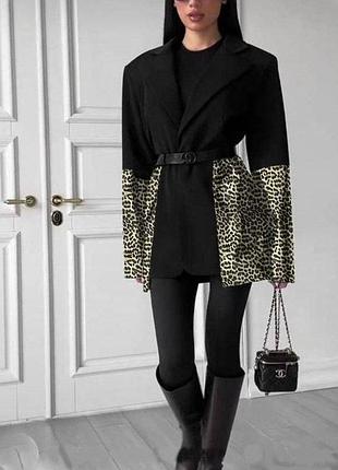 Пиджак кожаные рукава вставки еко кожа искусственная кожа