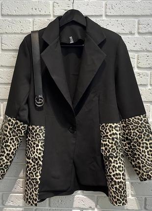 Пиджак кожаные рукава вставки еко кожа искусственная кожа