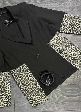 Пиджак кожаные рукава вставки еко кожа искусственная кожа