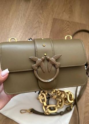 Сумка pinko love leather shoulder bag in cinereo walnut оригинал