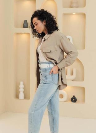 Жіночі джинси з високим притачним поясом та накладними кишенями розміри: 42 - 502 фото