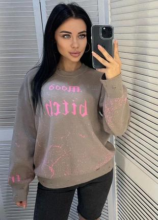 Светр mood в'язка 42-46 молочний, рожевий, графіт, чорний, мокко