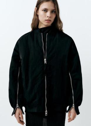 Нейлонова непромокаємв куртка-бомбер oversize zara  s, m, xl