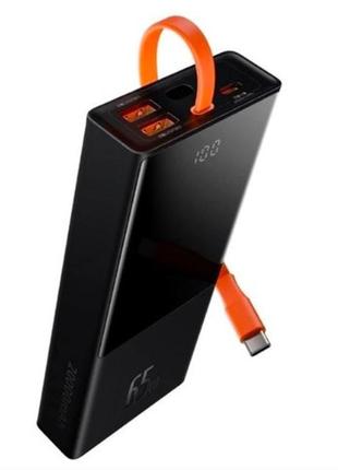 Умб повербанк baseus elf 20000mah 5a/65w+type-c cable fast charging power bank black