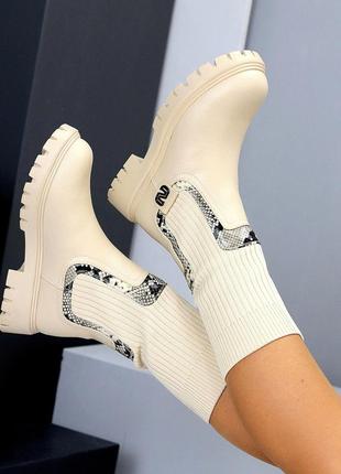 Модные женские кожаные бежевые сапоги зимние сапоги натуральная кожа зима