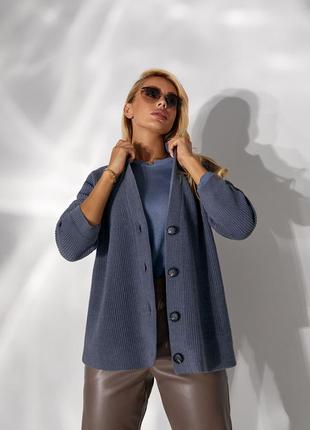 Кардиган женский удлиненный трикотажный кардиган на пуговицах вязаная кофта