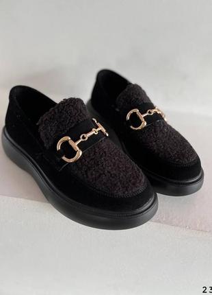 Класичні лофери з хутром тедді