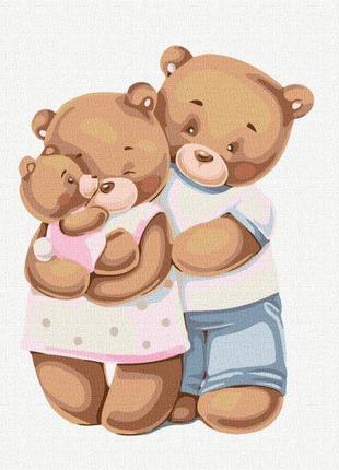 Картина по номерам идейка счастливая семья медвежат ©tanya_bonya 30х30 см kho6028 набор для росписи по цифрам