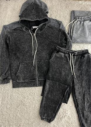 Спортивный повседневный костюм худи с капюшоном соп на молнии штаны джоггеры джоггеры стильный варенка тай дай day тренд базовую зару zara