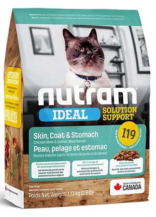 I19_nutram холістик для дор.котiв із чут. травленням та шкірою; з куркою та лососем, 1.13кг