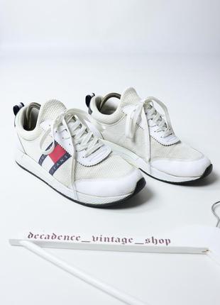 Спортивные низкие кроссовки сникеры от Tommy hilfiger - Tommy jeans flexi runners. оригигинал, унисекс. беговые белые кеды томми ретро обуви