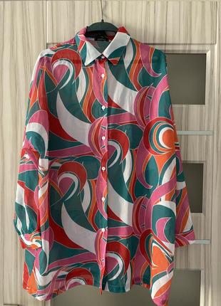 Гарна сорочка оверсайз принт шифон с8