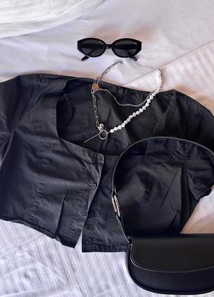 Черный топ на пуговицах от missguided