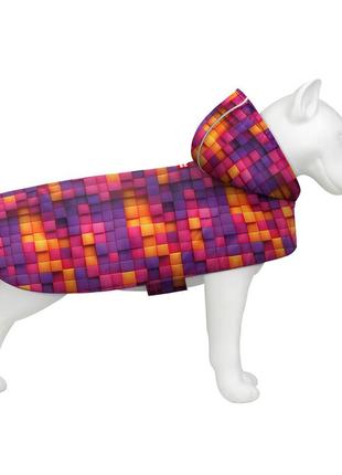 Дождевик-накидка с капюшоном для собак waudog clothes, рисунок "кубы 3д", xl, а 55-61 см, b 68-80 см, с 42-52 см