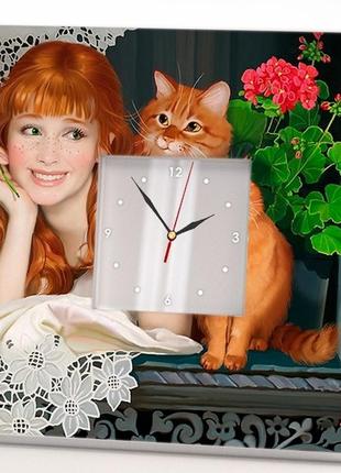 Авторские настенные часы "рыжие" необычно стильный декор для спальни, подарок украшение дома