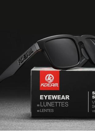 Чоловічі поляризовані сонцезахисні окуляри kdeam navi black чорні матові з фірмовим комплектом
