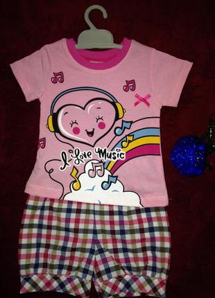 Рожевий річний легкий костюмчик на дівчинку 1-2 роки