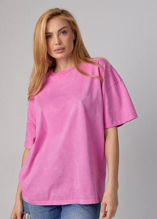 Жіноча вільна футболка в техніці tie-dye рожевого кольору. модель 2997, розмір s2 фото