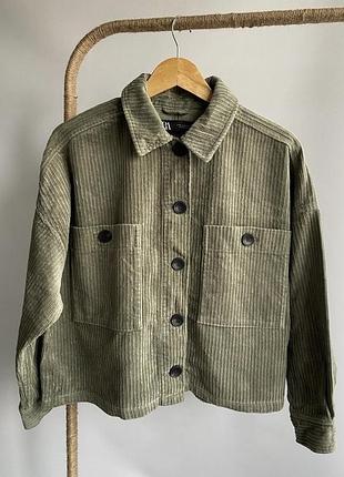 Укорочена вельветова сорочка zara