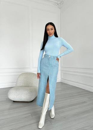 Распродажа 🏷 20% шерсть твидовая юбка миди на высокой талии с разрезом на подкладке