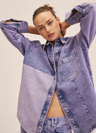 Комбинированная джинсовая рубашка куртка оверсайз mango - s,