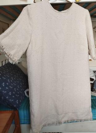 Платье футляр из сукна беж