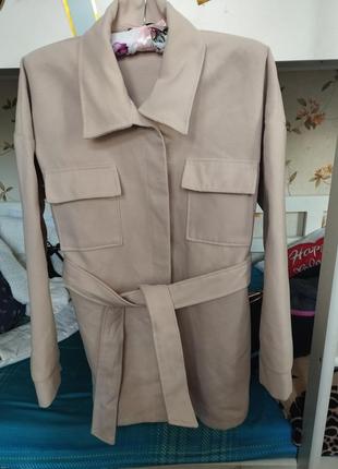 Куртка-сорочка пальто беж boohoo