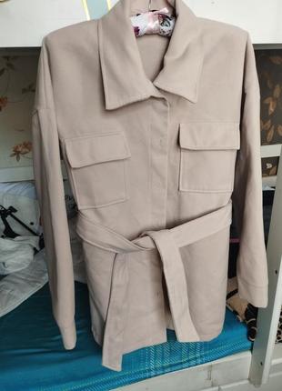 Куртка-сорочка пальто беж boohoo2 фото