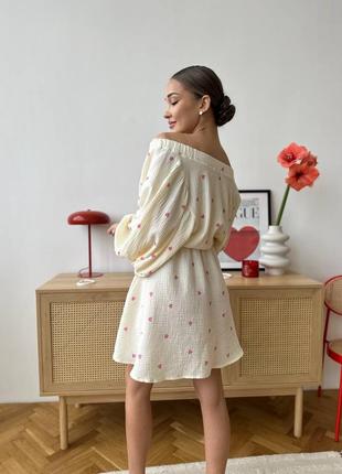 Невероятное роскошное легкое платье женской свободного кроя из натуральной ткани (муслин)10 фото