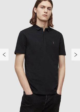 Allsaints brace ss футболка поло чорне 100% бавовна р. s