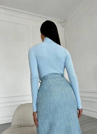 Твидовая юбка миди на вискозной подкладке, юбка миди с разрезом на осень, твидовая юбка с шерстью, santoni4 фото