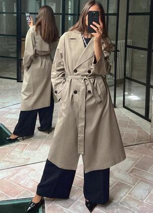 Двобортний тренч бежевий довгий zara new