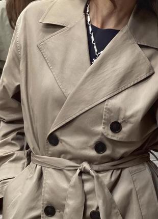 Двобортний тренч бежевий довгий zara new5 фото