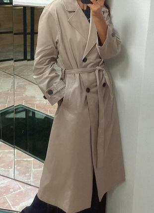 Двобортний тренч бежевий довгий zara new3 фото