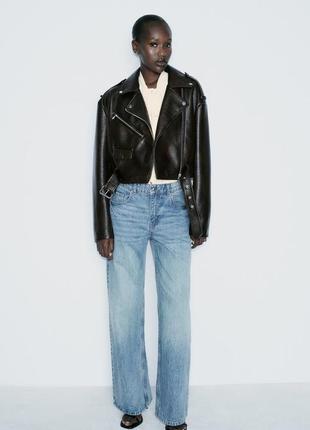 Кожаная куртка черная zara