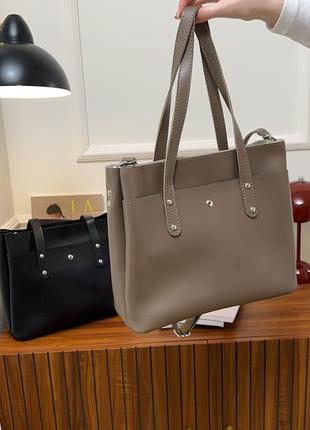 Містка жіноча сумка шопер колір мокко