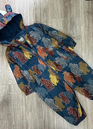 Комбинезон/дождевик утепленный на флисе с интересным принтом на рост 80 см,весна/осень