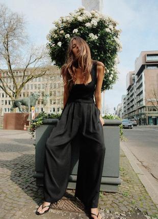 Широкие брюки с защипами zara