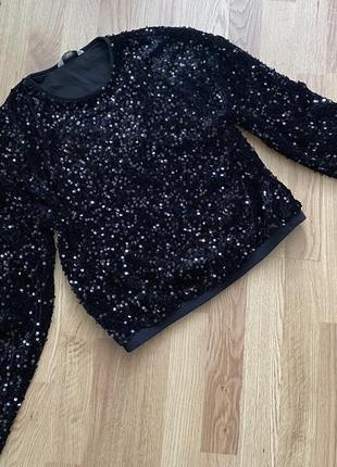 Свитшот кофта праздничная с пайетками велюровая miss e vie
