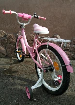 Детский велосипед для девочки розовый белый