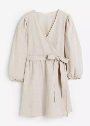 Красива лляна сукня на запах  h&m