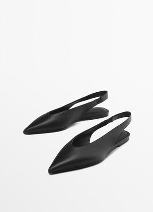 Кожаные балетки-слингбеки massimo dutti 1518/450