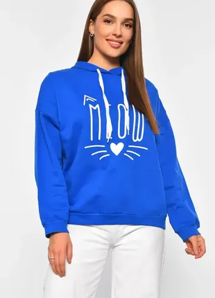 Худи оверсайз с принтом котик / свитшот с капюшоном