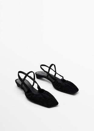Замшевые балетки-слингбеки massimo dutti 1530/450