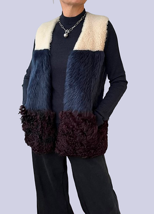Женский жилет из меха трех видов трех цветов astors р.42-46 новый