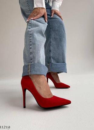 Туфлі човника жіночі червоні на високій шпильці